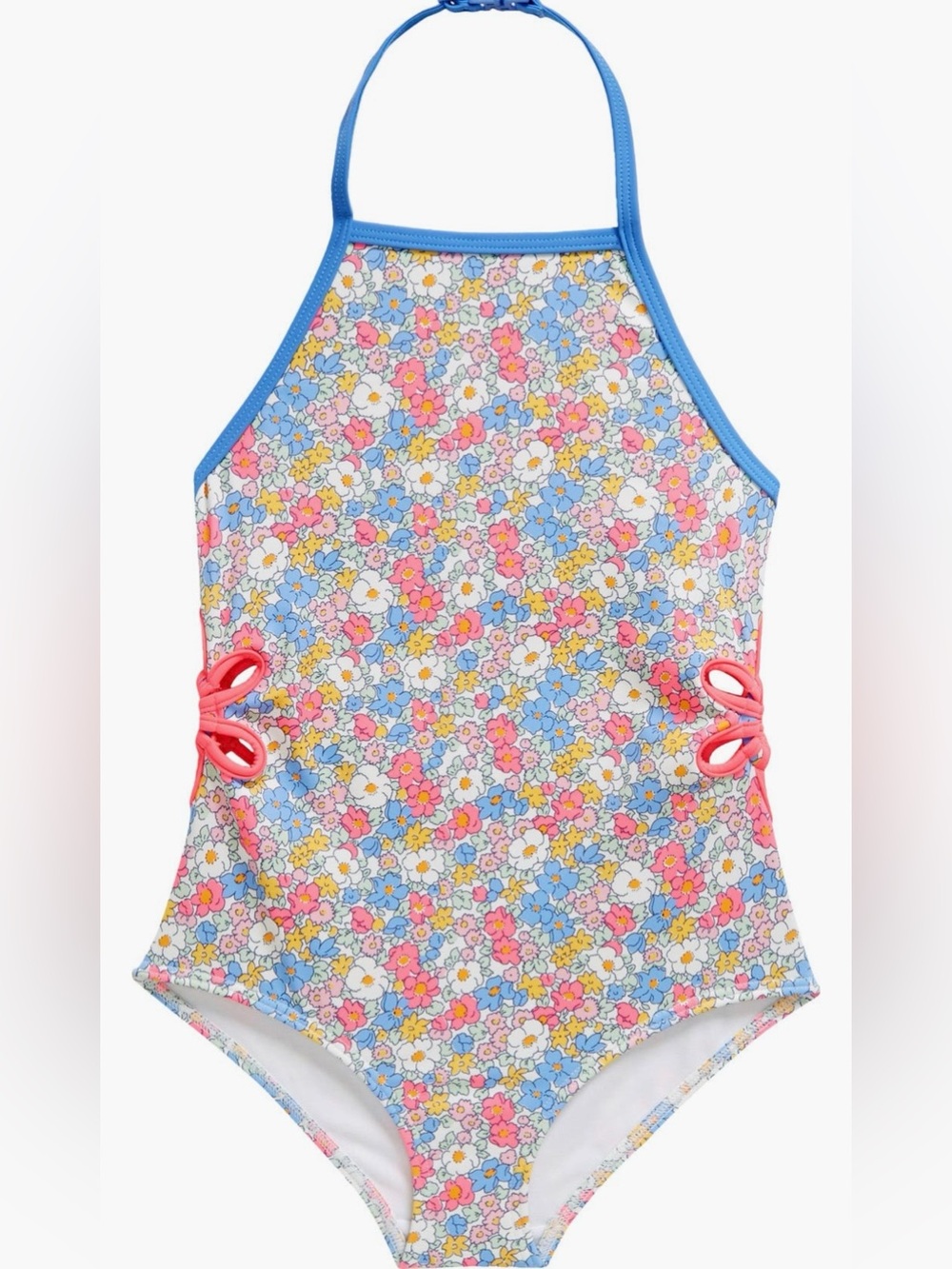Mini Boden Floral Halter One-Piece Swimsuit